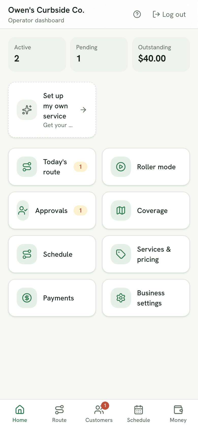 The operator dashboard